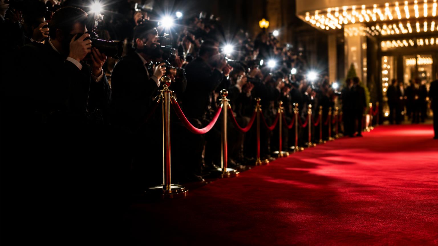 Photographers gathered at an anonymous red carpet premiere